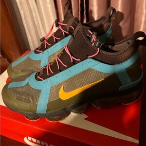 Nike Olive, Teal & Pink Vapormax with Yellow Swoosh